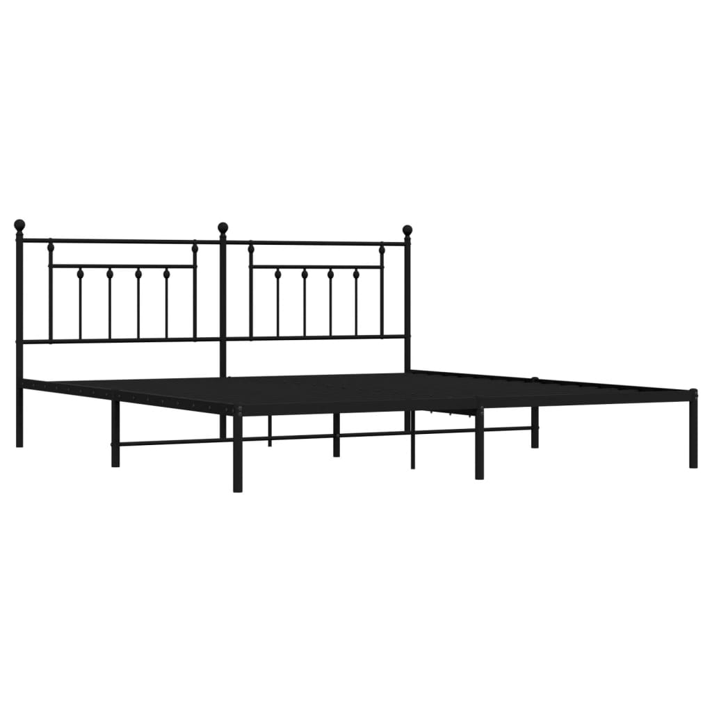 Cadre de lit métal sans matelas avec tête de lit noir 200x200cm - XIOS