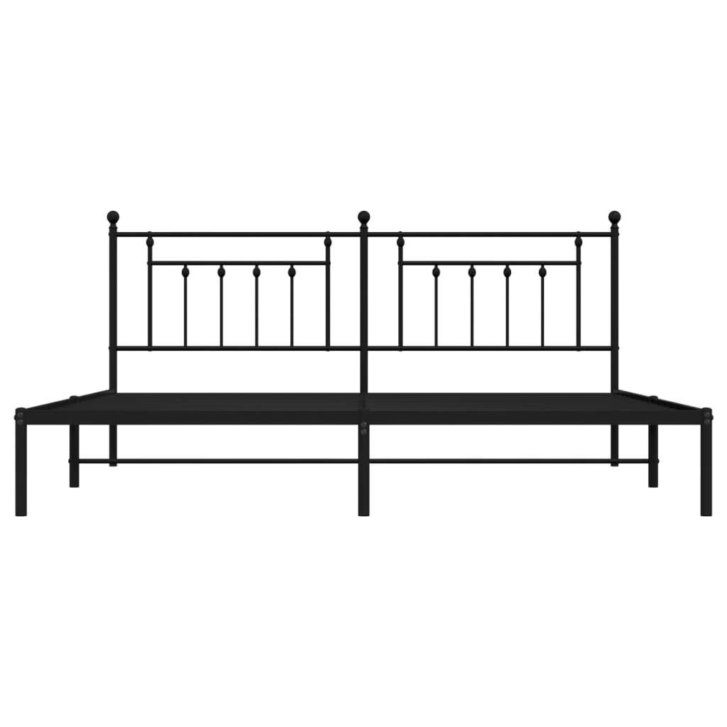 Cadre de lit métal sans matelas avec tête de lit noir 200x200cm - XIOS