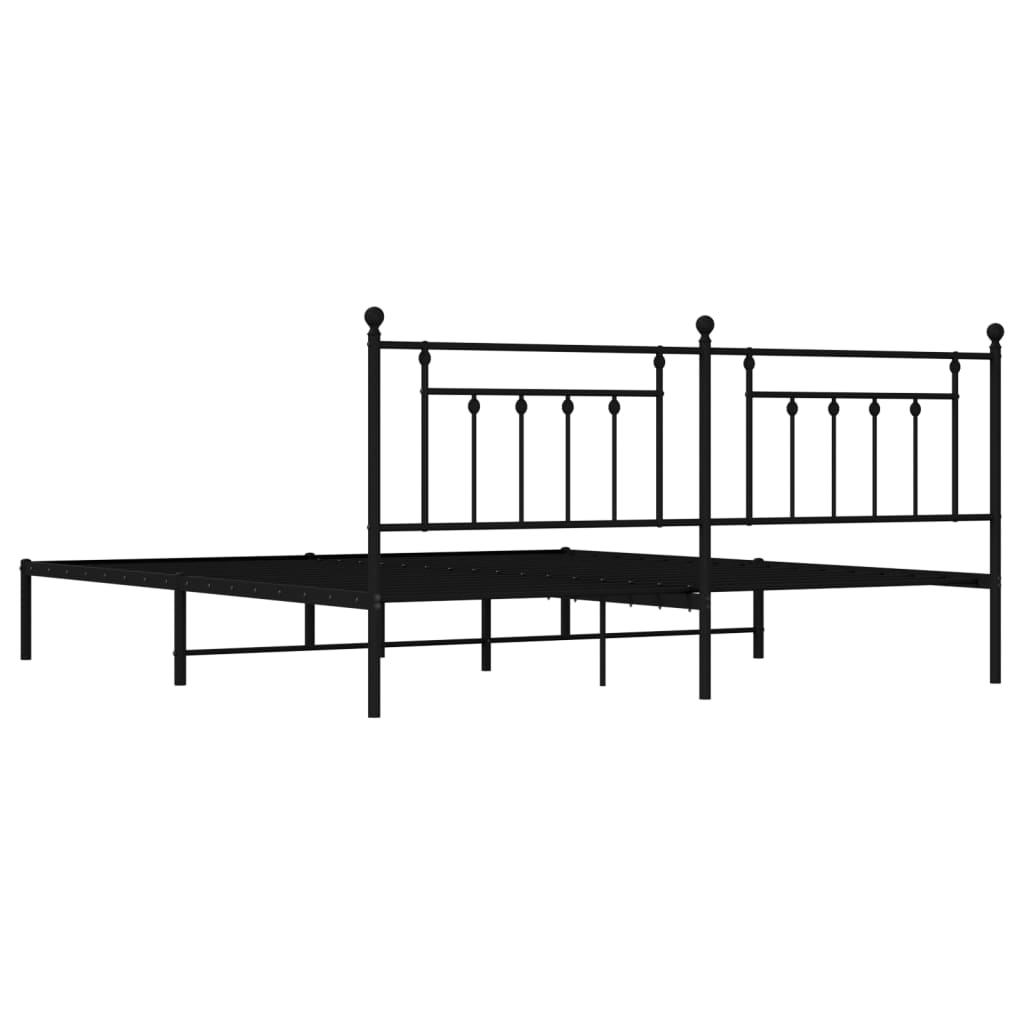 Cadre de lit métal sans matelas avec tête de lit noir 200x200cm - XIOS