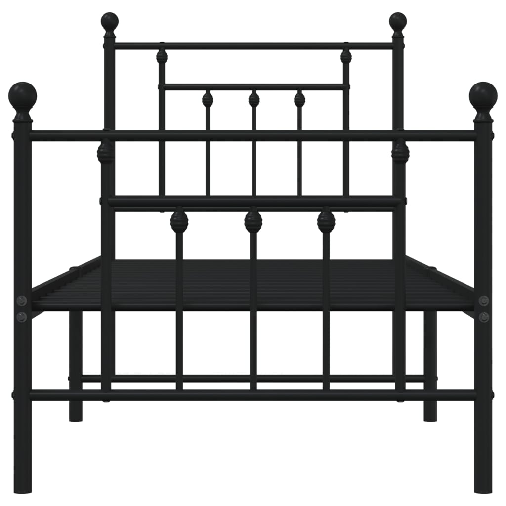 Cadre de lit métal sans matelas avec pied de lit noir 75x190 cm - XIOS