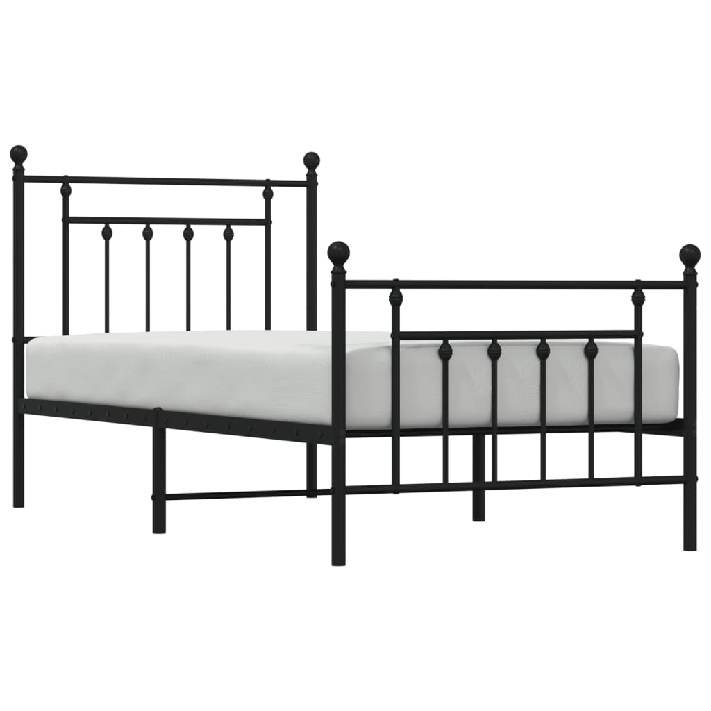 Cadre de lit métal sans matelas avec pied de lit noir 80x200 cm - XIOS