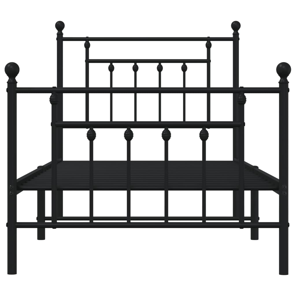 Cadre de lit métal sans matelas avec pied de lit noir 90x190 cm - XIOS