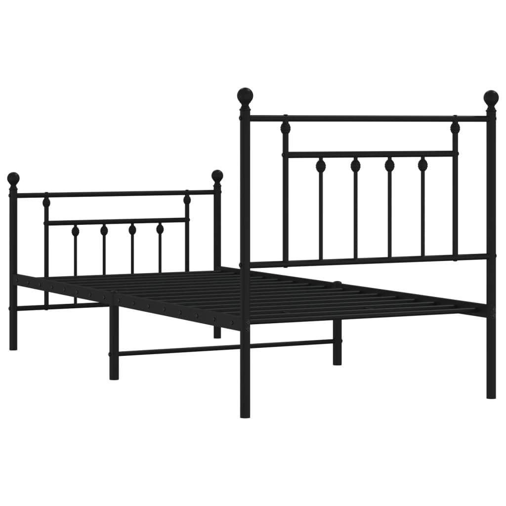 Cadre de lit métal sans matelas avec pied de lit noir 90x200 cm - XIOS