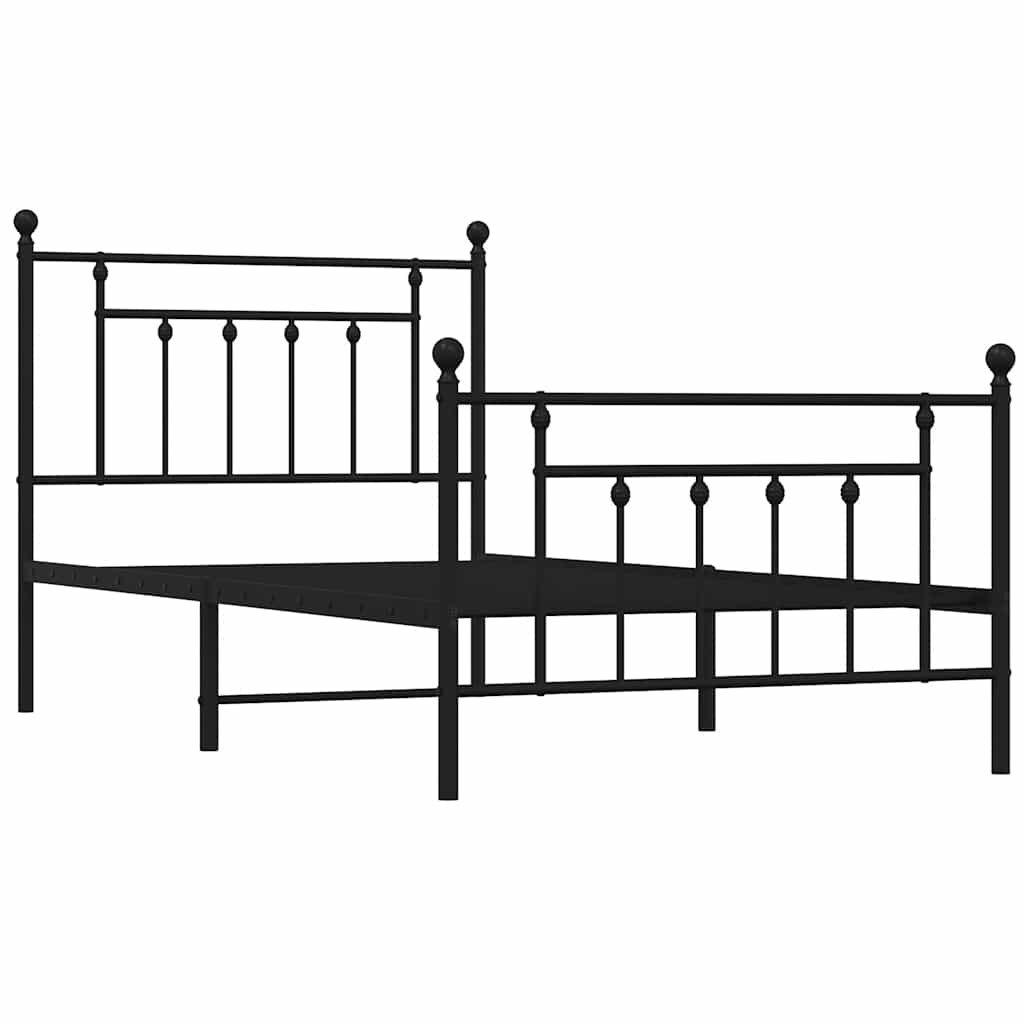 Cadre de lit métal sans matelas avec pied de lit noir 100x190cm - XIOS
