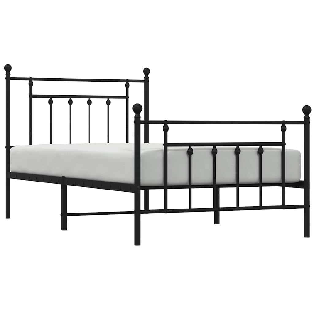 Cadre de lit métal sans matelas avec pied de lit noir 100x190cm - XIOS