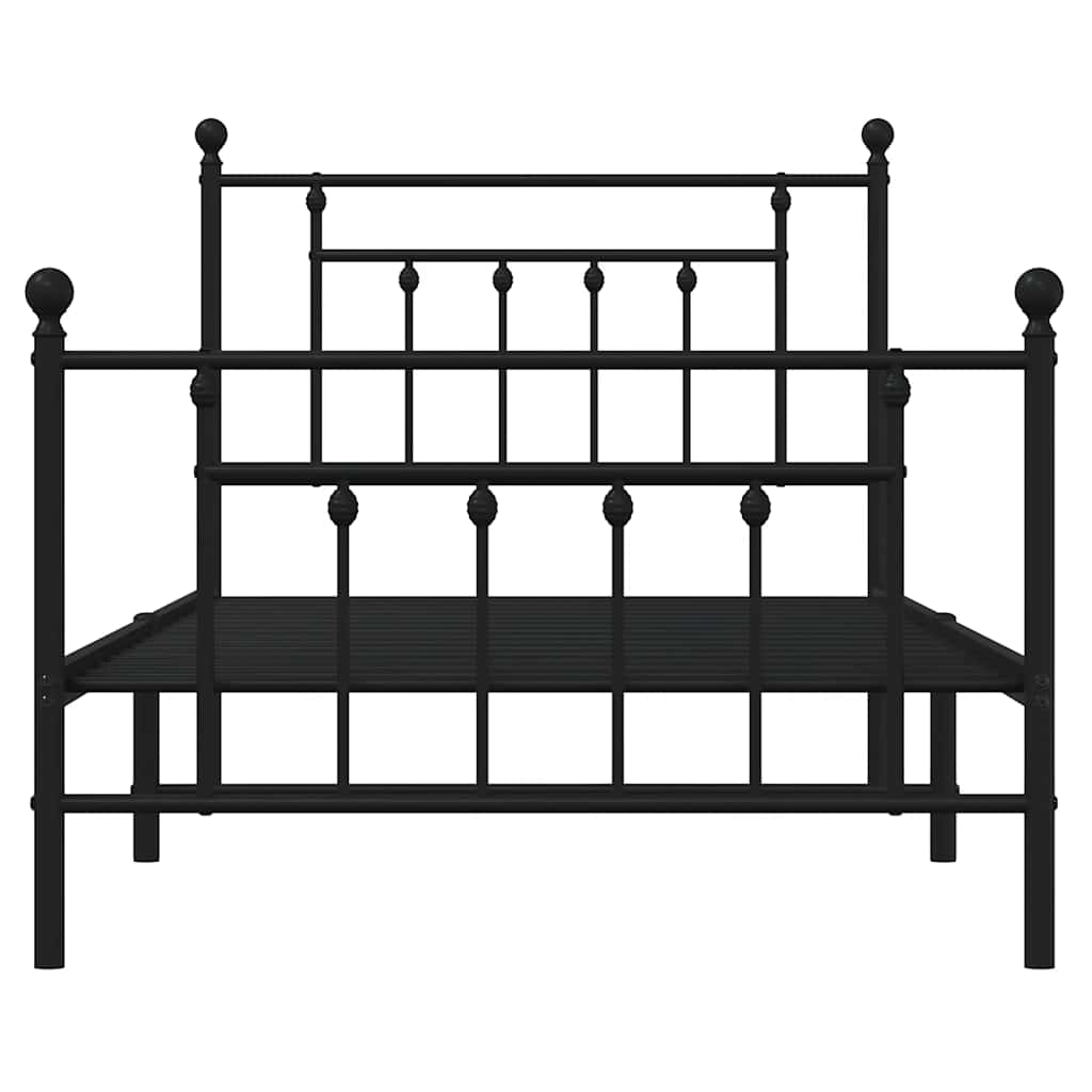 Cadre de lit métal sans matelas avec pied de lit noir 100x190cm - XIOS
