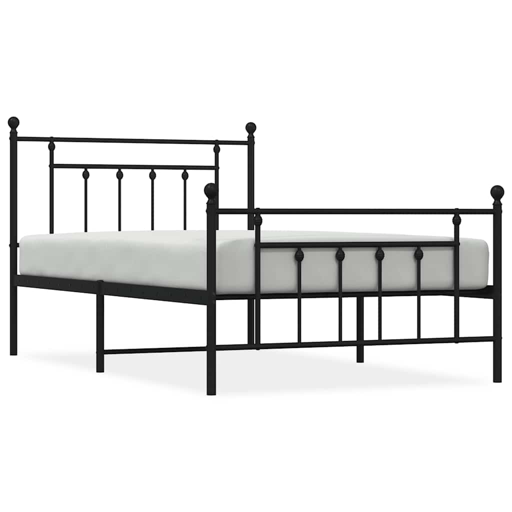 Cadre de lit métal sans matelas et pied de lit noir 100x200 cm - XIOS