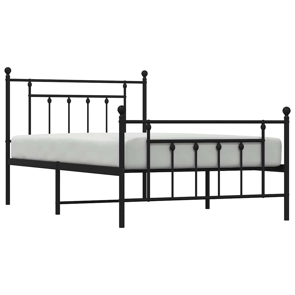 Cadre de lit métal sans matelas et pied de lit noir 100x200 cm - XIOS