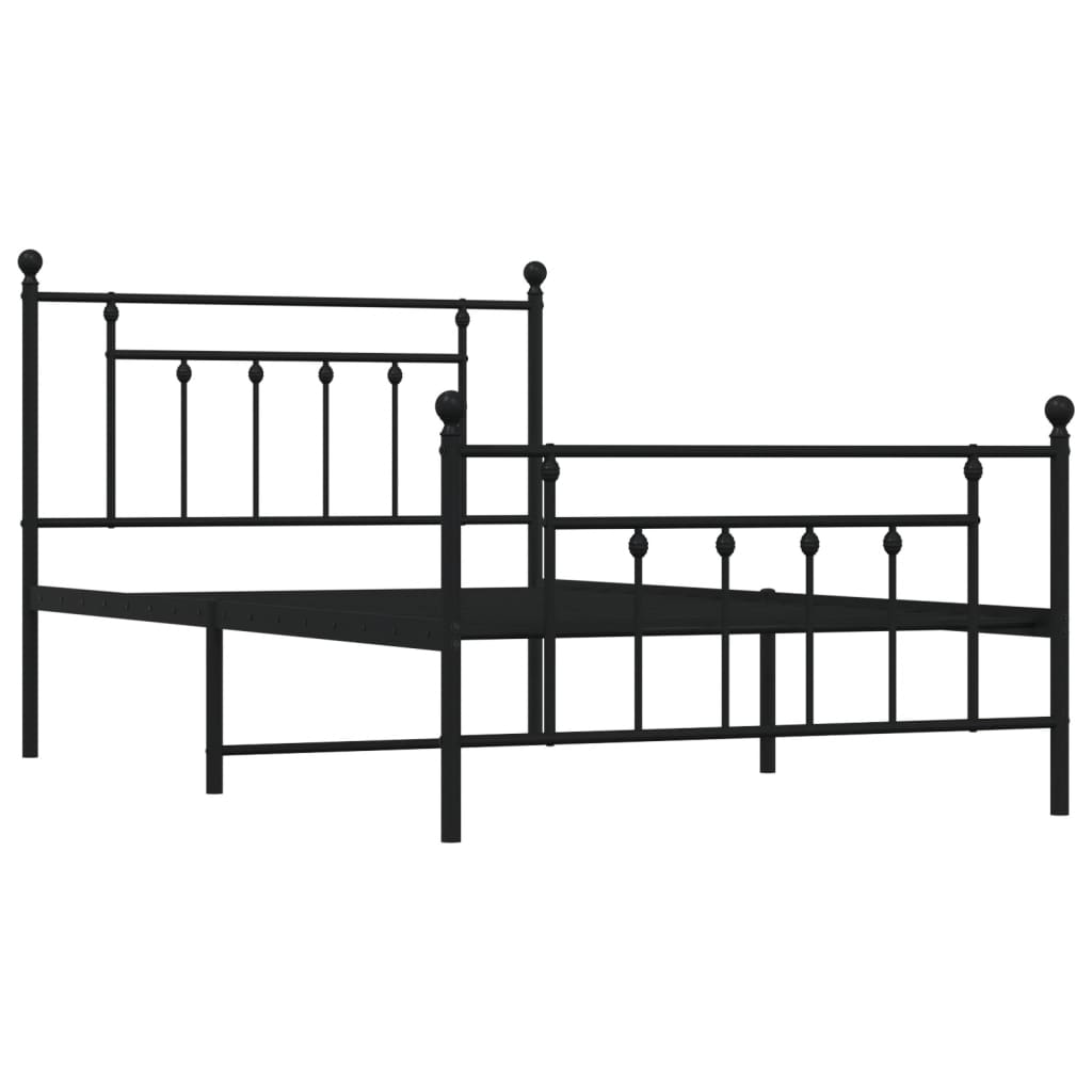 Cadre de lit métal sans matelas avec pied de lit noir 107x203cm - XIOS