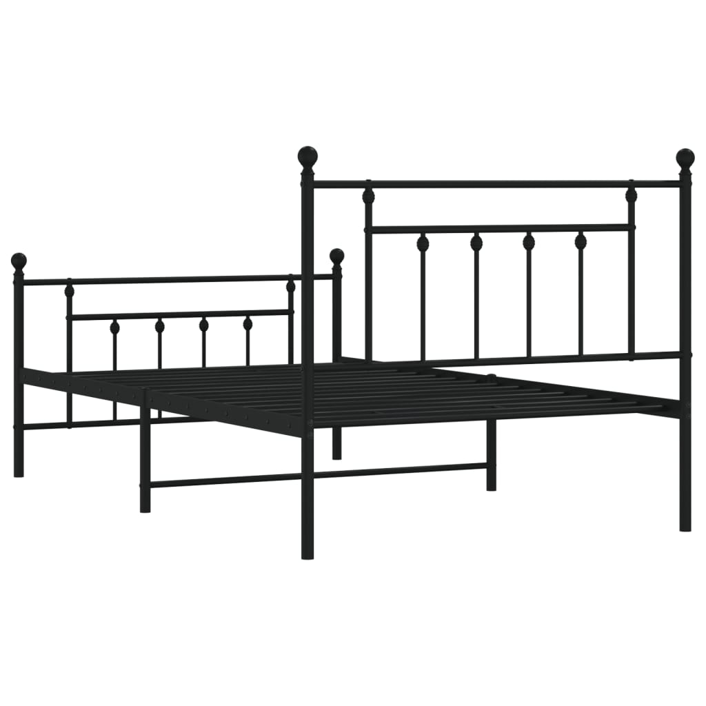 Cadre de lit métal sans matelas avec pied de lit noir 107x203cm - XIOS
