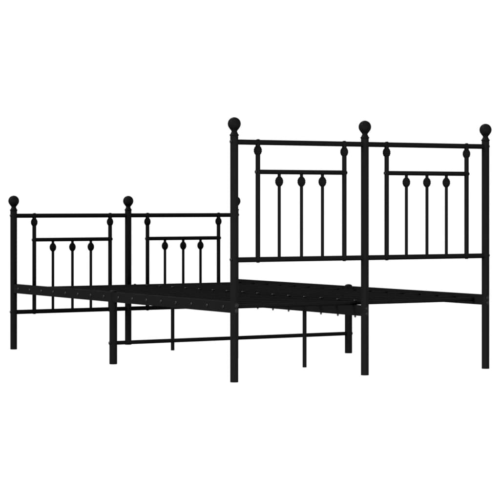 Cadre de lit métal sans matelas avec pied de lit noir 120x190cm - XIOS