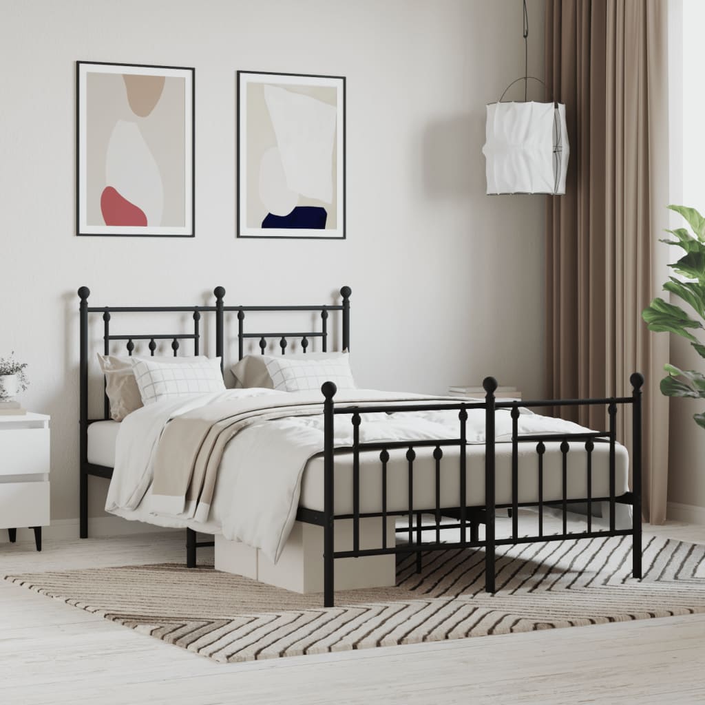 Cadre de lit métal sans matelas avec pied de lit noir 120x200cm - XIOS