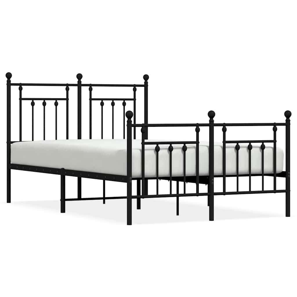 Cadre de lit métal sans matelas avec pied de lit noir 135x190cm - XIOS