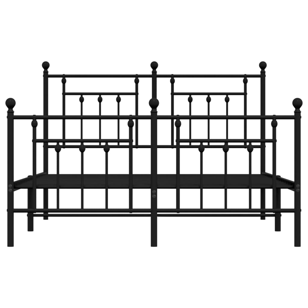 Cadre de lit métal sans matelas avec pied de lit noir 140x190cm - XIOS