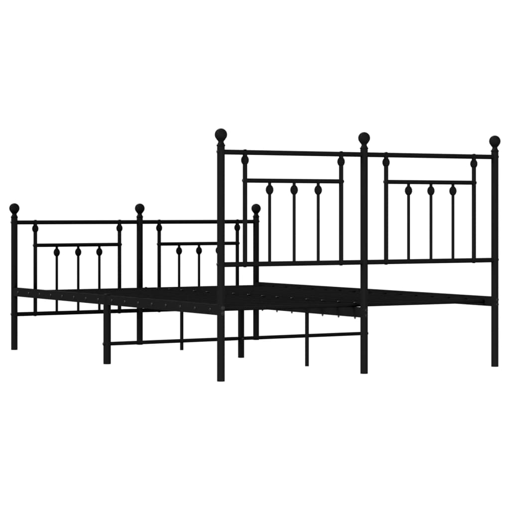 Cadre de lit métal sans matelas avec pied de lit noir 140x190cm - XIOS