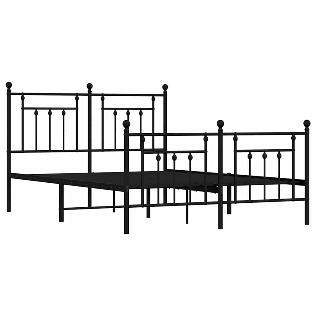 Cadre de lit métal sans matelas avec pied de lit noir 140x200cm - XIOS