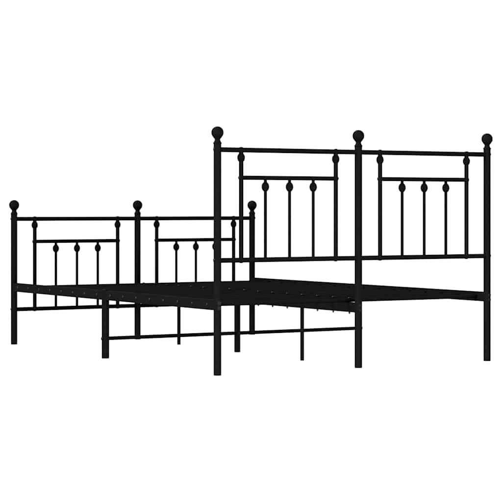 Cadre de lit métal sans matelas avec pied de lit noir 140x200cm - XIOS