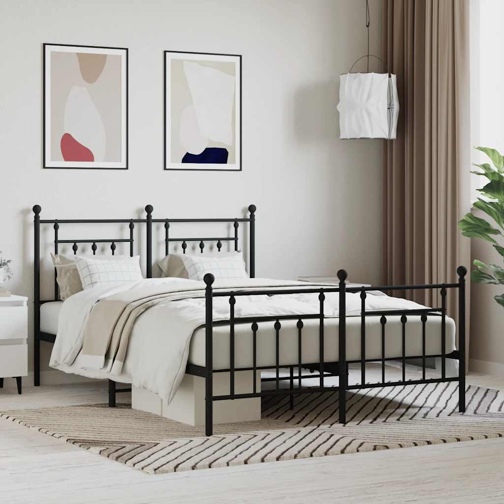 Cadre de lit métal sans matelas avec pied de lit noir 140x200cm - XIOS