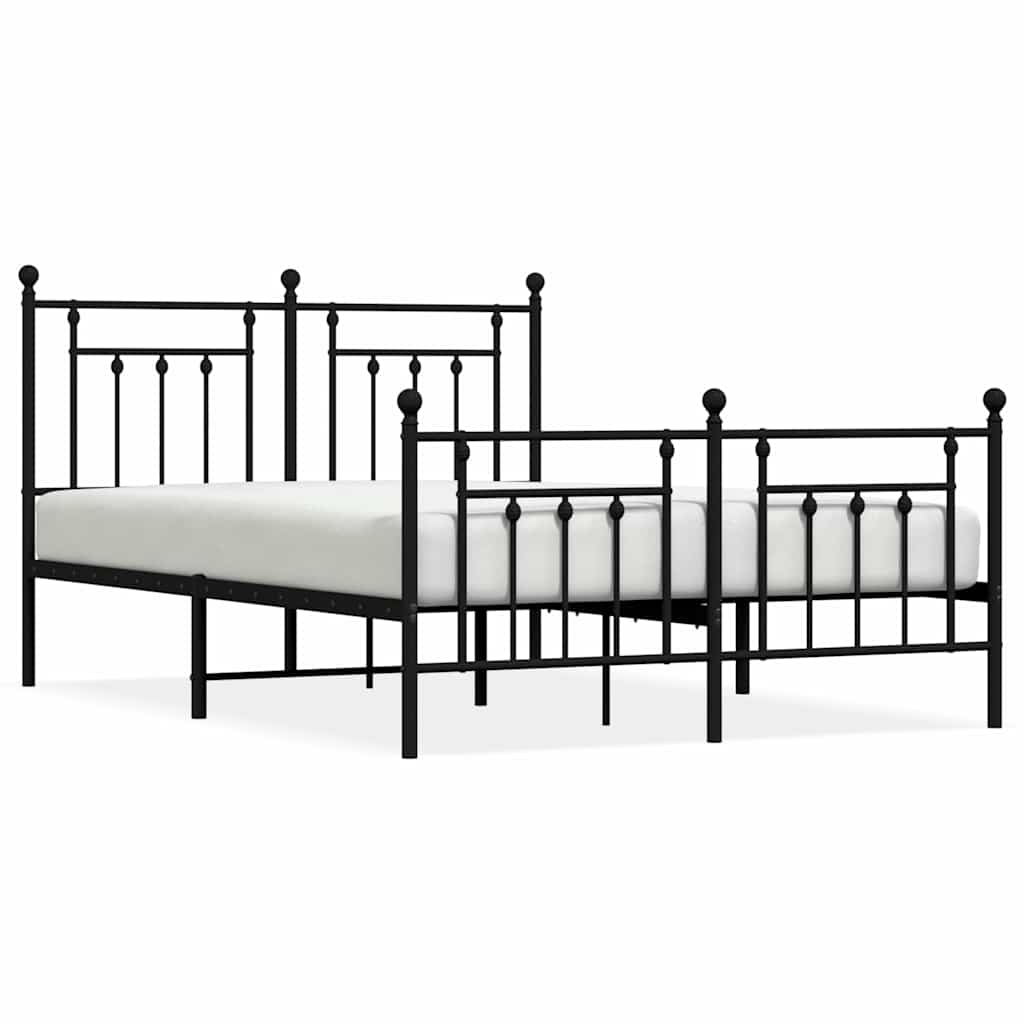 Cadre de lit métal sans matelas avec pied de lit noir 150x200cm - XIOS