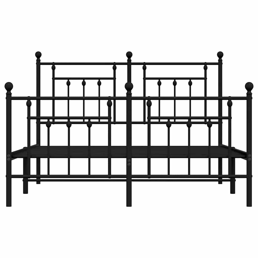 Cadre de lit métal sans matelas avec pied de lit noir 150x200cm - XIOS