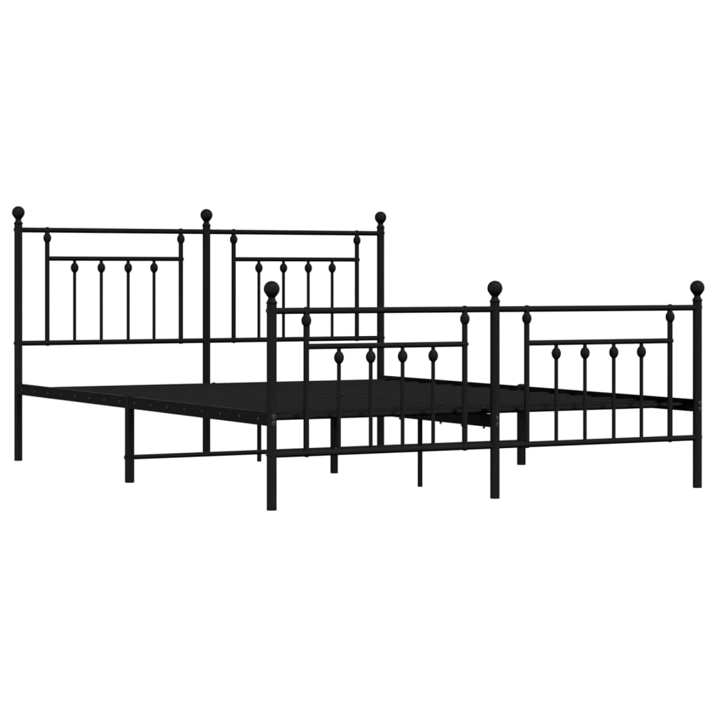 Cadre de lit métal sans matelas avec pied de lit noir 180x200cm - XIOS