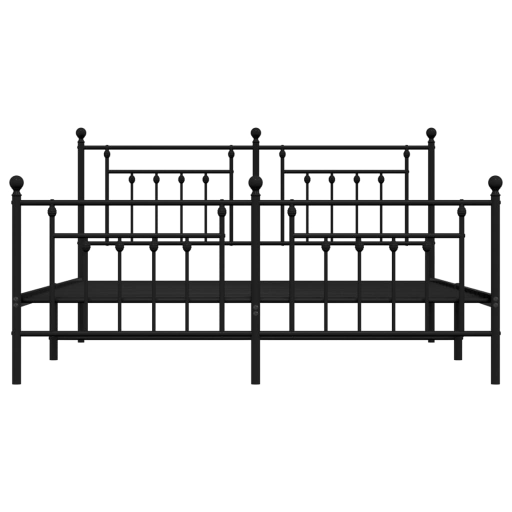 Cadre de lit métal sans matelas avec pied de lit noir 180x200cm - XIOS