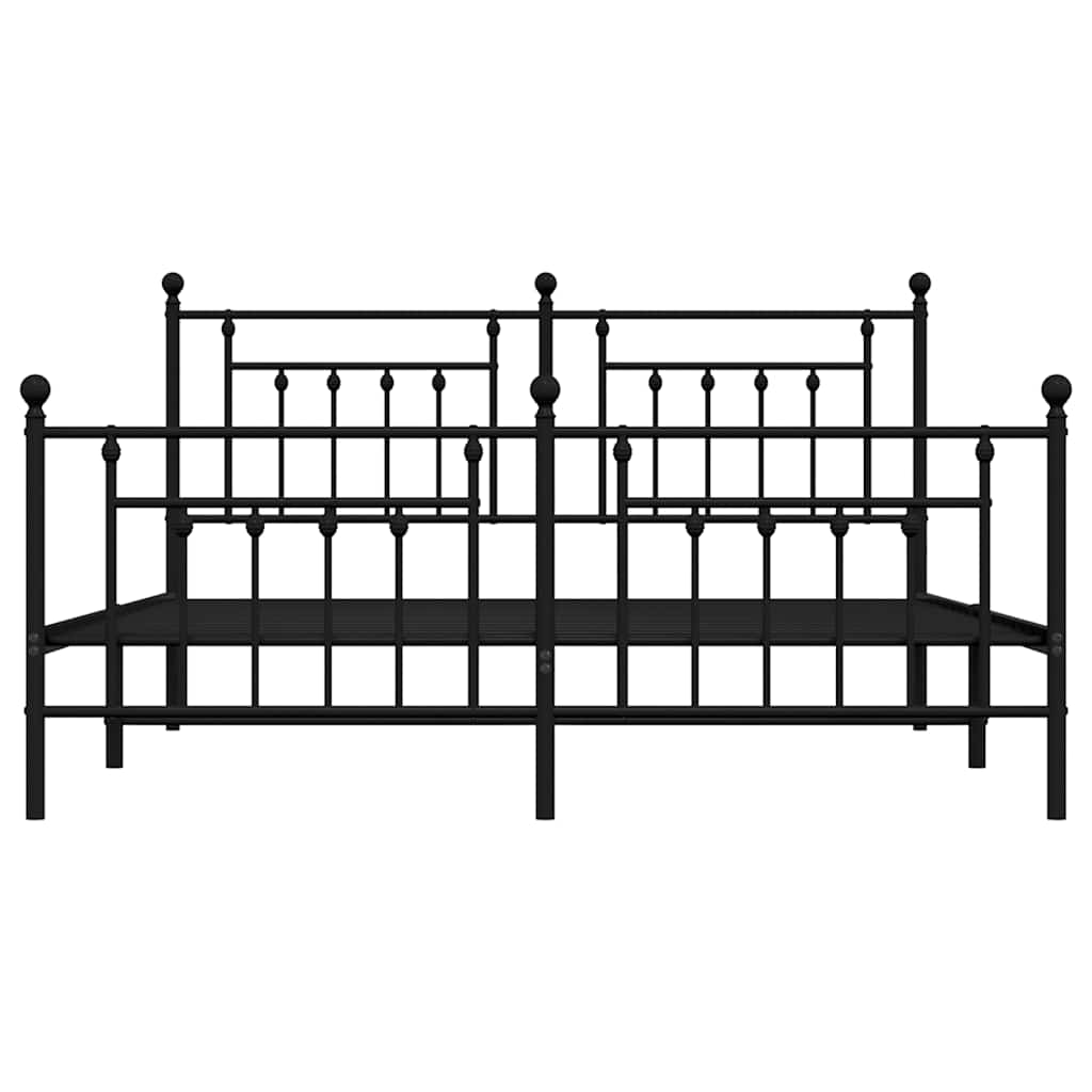 Cadre de lit métal sans matelas avec pied de lit noir 183x213cm - XIOS