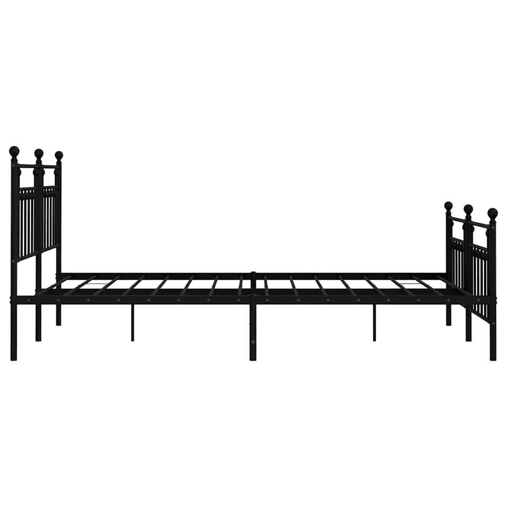 Cadre de lit métal sans matelas avec pied de lit noir 183x213cm - XIOS