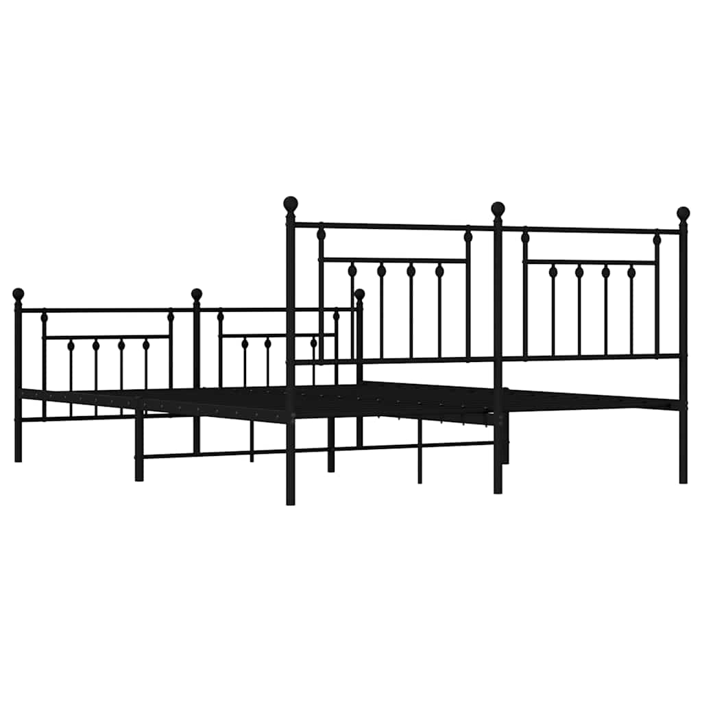 Cadre de lit métal sans matelas avec pied de lit noir 183x213cm - XIOS