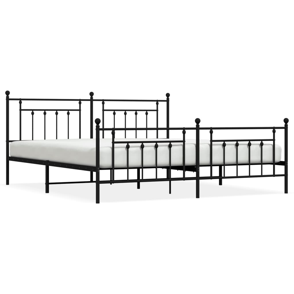 Cadre de lit métal sans matelas avec pied de lit noir 200x200cm - XIOS