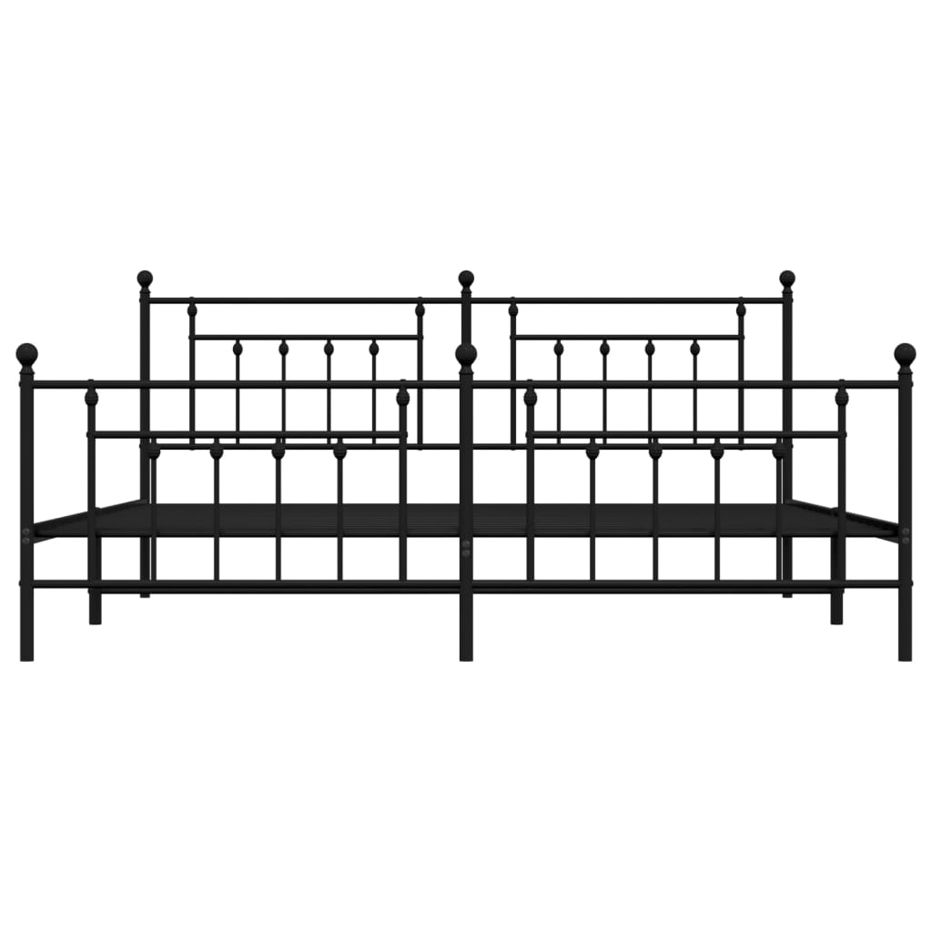 Cadre de lit métal sans matelas avec pied de lit noir 200x200cm - XIOS