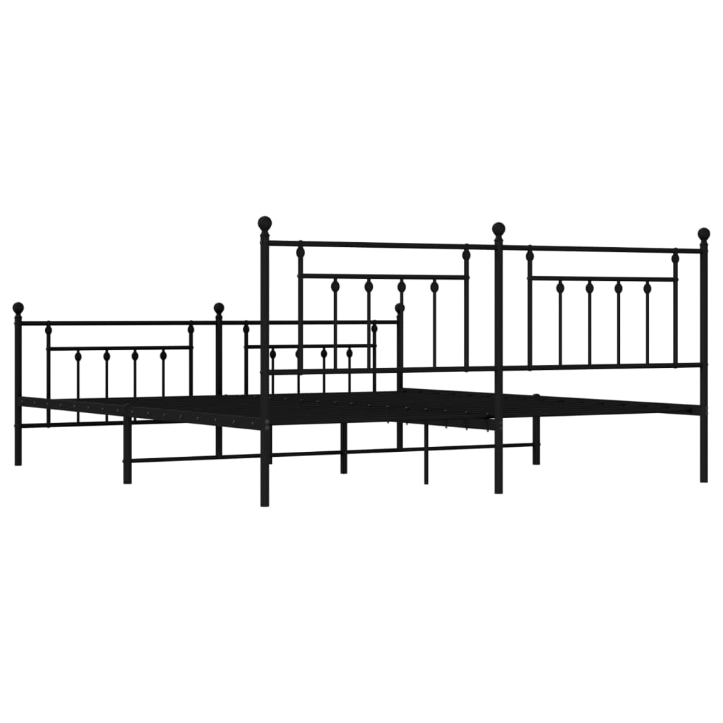 Cadre de lit métal sans matelas avec pied de lit noir 200x200cm - XIOS