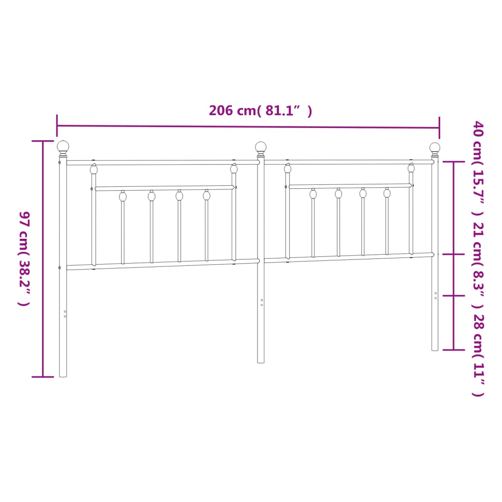 Tête de lit métal noir 200 cm - XIOS