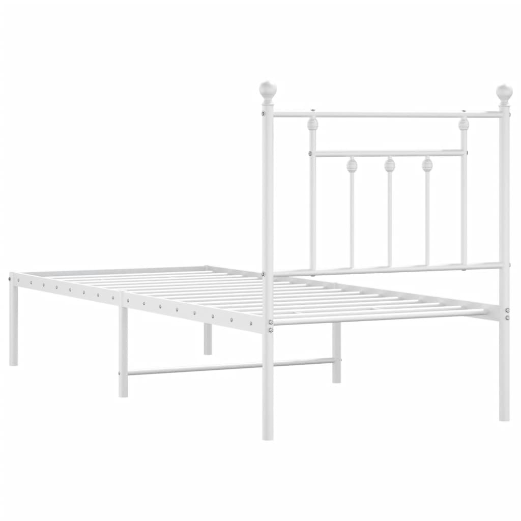 Cadre de lit métal sans matelas avec tête de lit blanc 75x190cm - XIOS