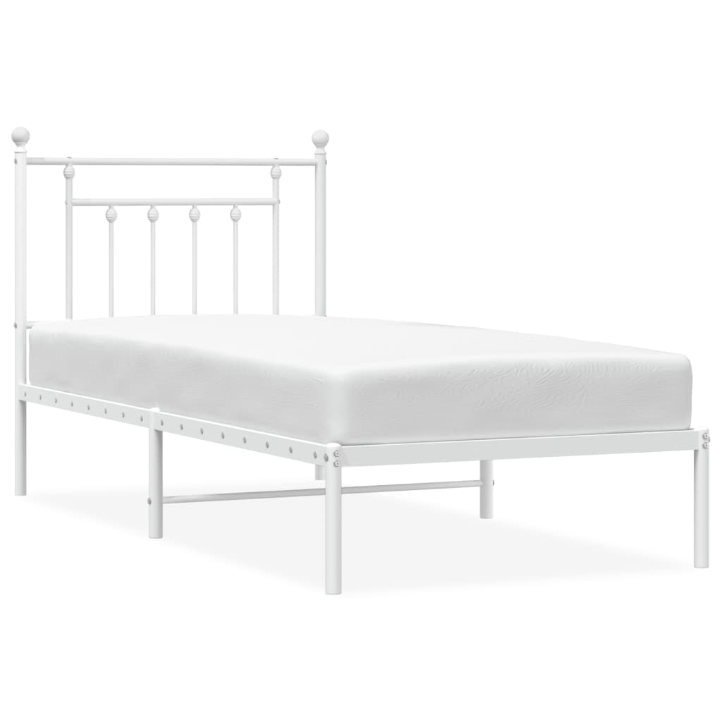 Cadre de lit métal sans matelas avec tête de lit blanc 80x200cm - XIOS