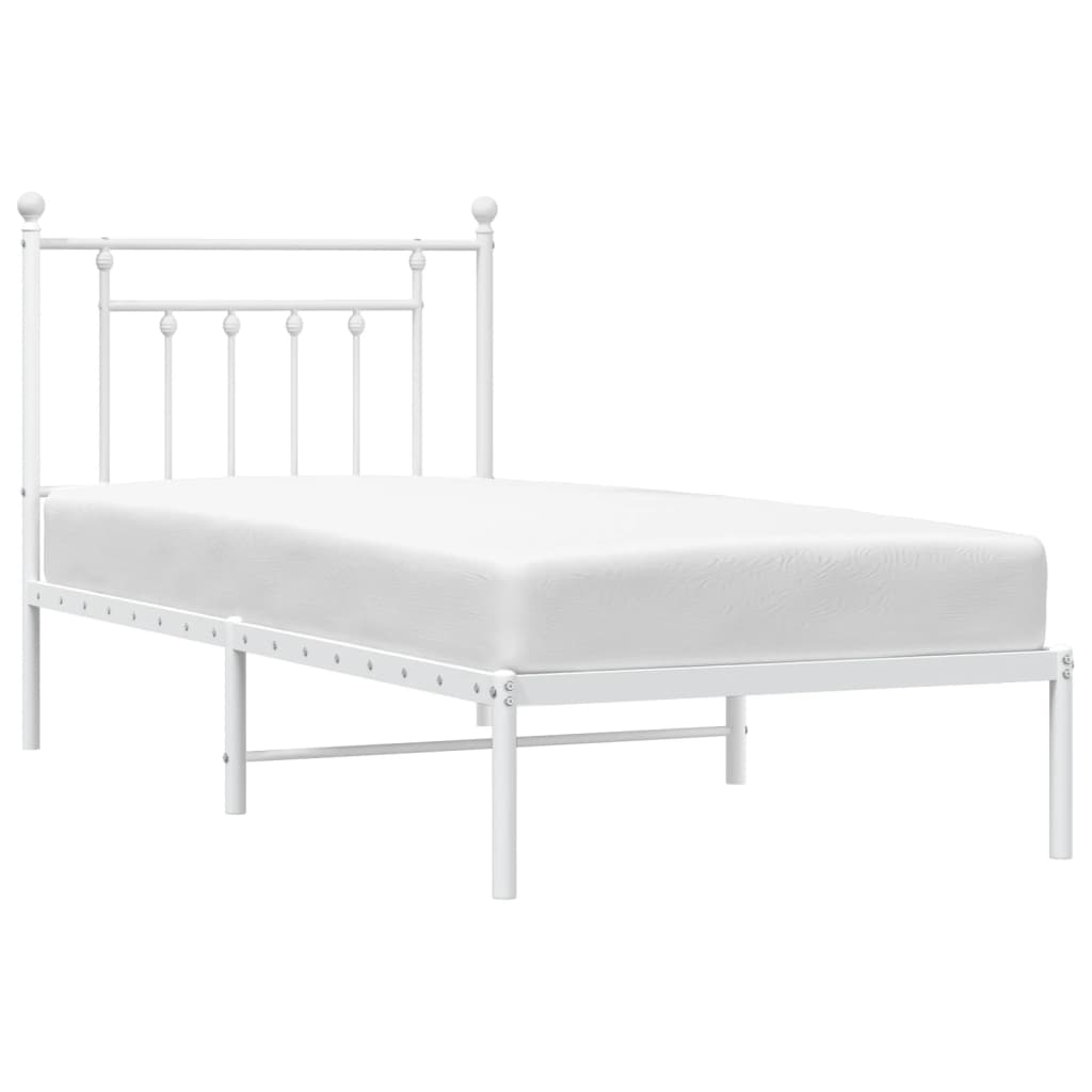 Cadre de lit métal sans matelas avec tête de lit blanc 90x190cm - XIOS