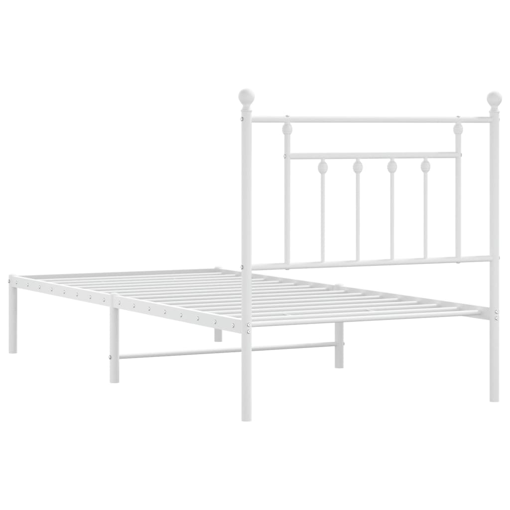 Cadre de lit métal sans matelas avec tête de lit blanc 90x190cm - XIOS