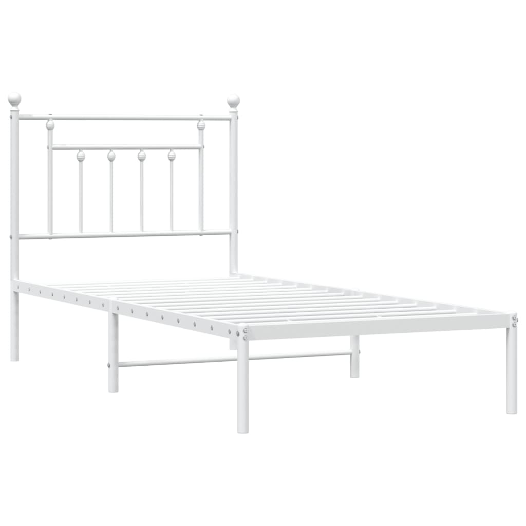 Cadre de lit métal sans matelas avec tête de lit blanc 90x200cm - XIOS