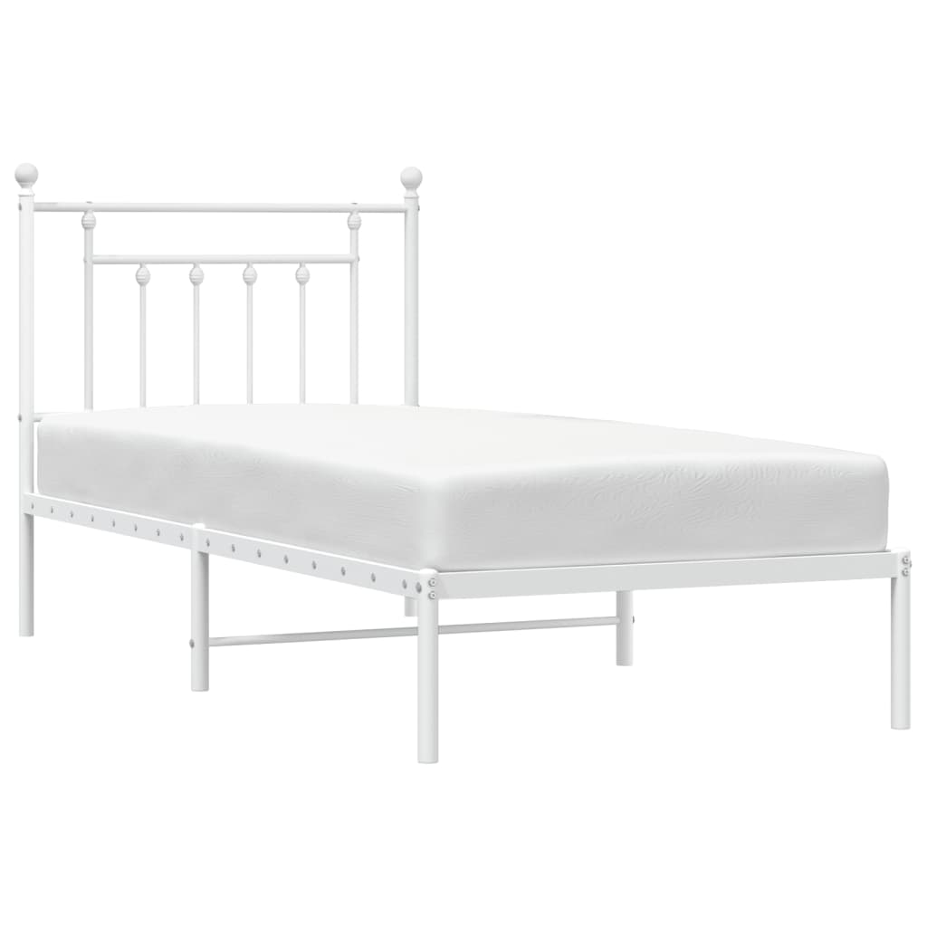 Cadre de lit métal sans matelas avec tête de lit blanc 90x200cm - XIOS