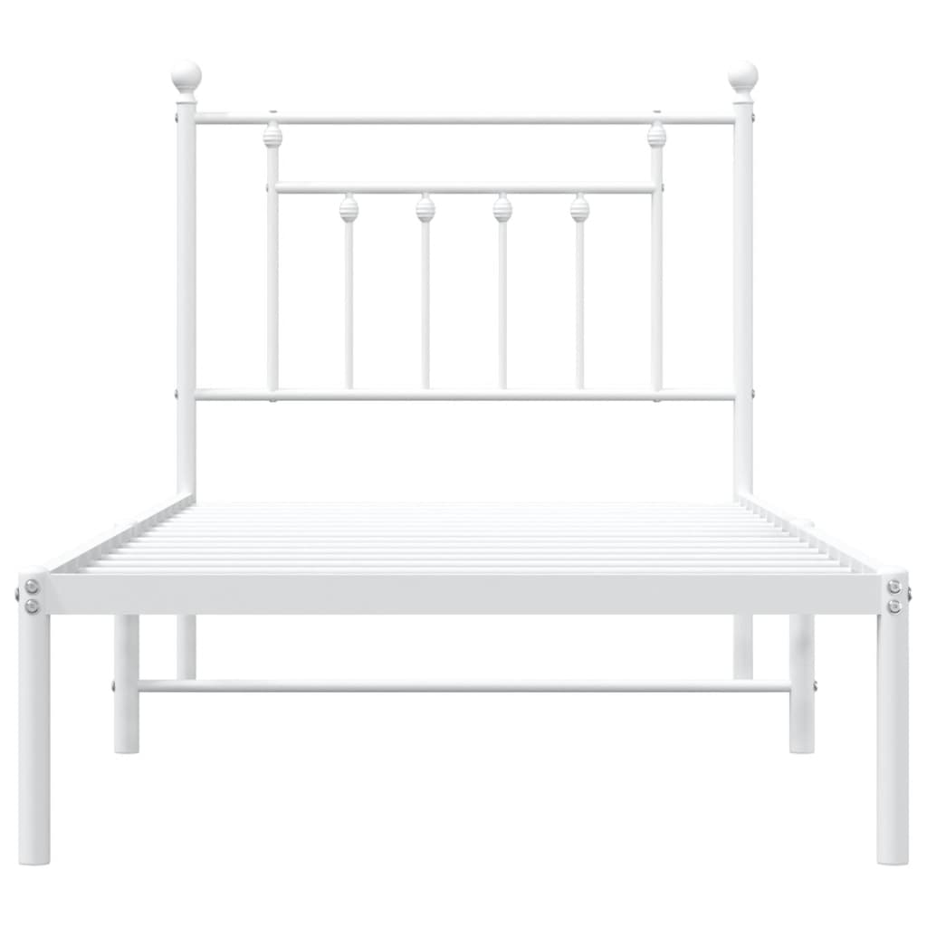 Cadre de lit métal sans matelas avec tête de lit blanc 90x200cm - XIOS