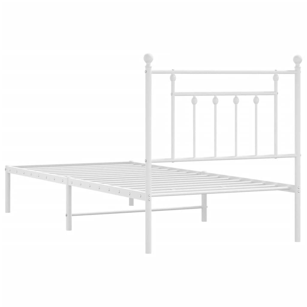 Cadre de lit métal sans matelas avec tête de lit blanc 90x200cm - XIOS