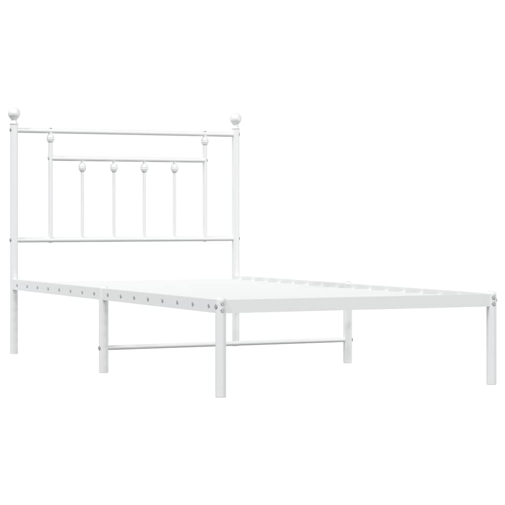 Cadre de lit métal sans matelas et tête de lit blanc 100x190 cm - XIOS