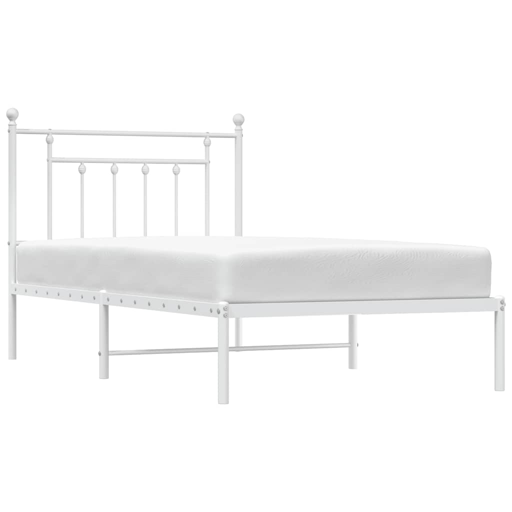 Cadre de lit métal sans matelas et tête de lit blanc 100x190 cm - XIOS