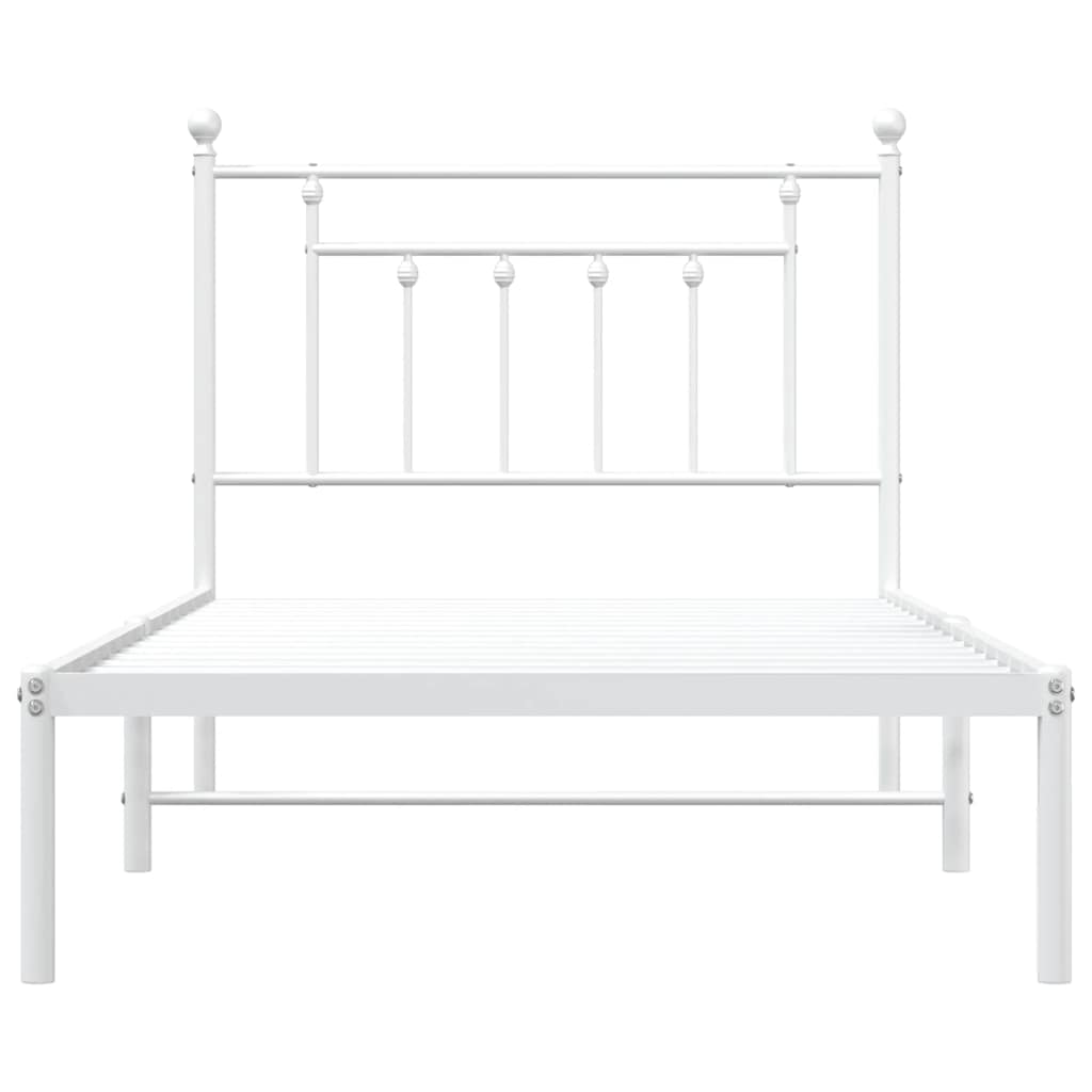 Cadre de lit métal sans matelas et tête de lit blanc 100x190 cm - XIOS