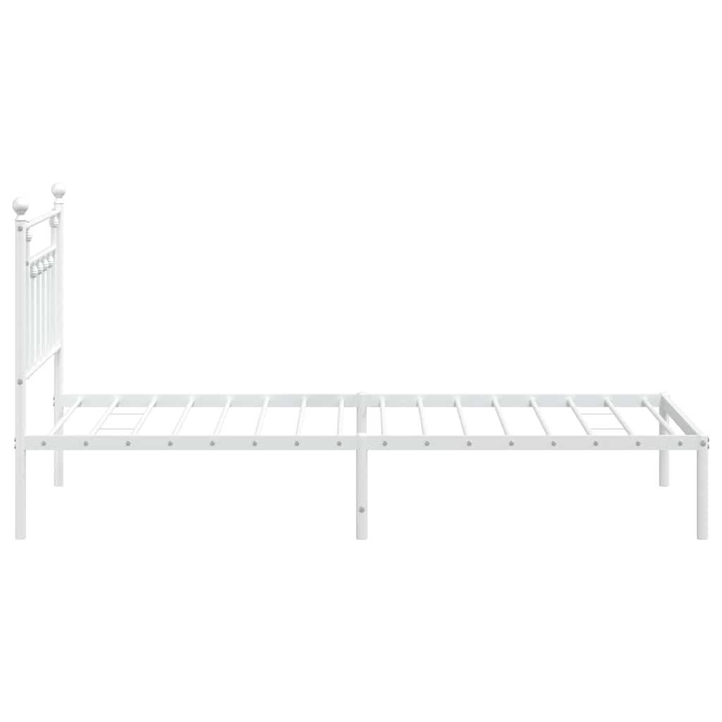 Cadre de lit métal sans matelas et tête de lit blanc 100x190 cm - XIOS