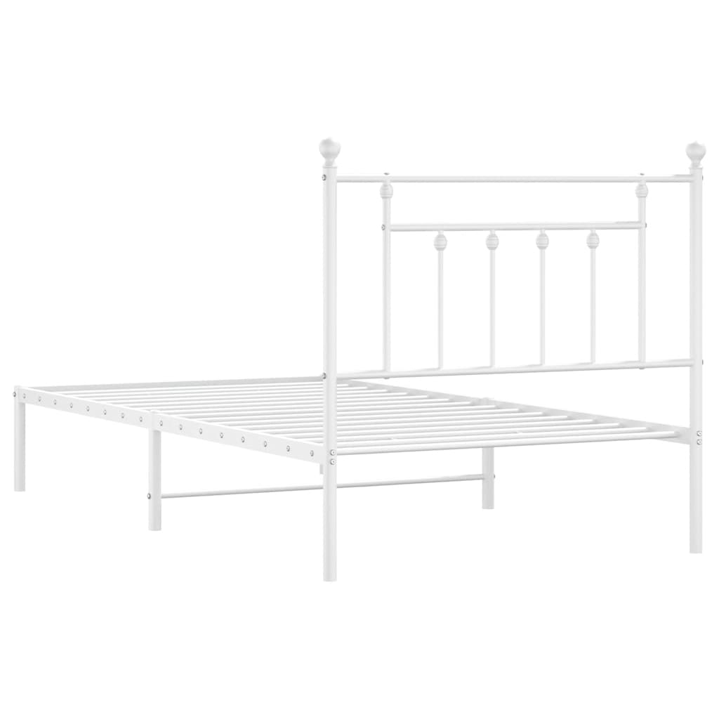Cadre de lit métal sans matelas et tête de lit blanc 100x190 cm - XIOS