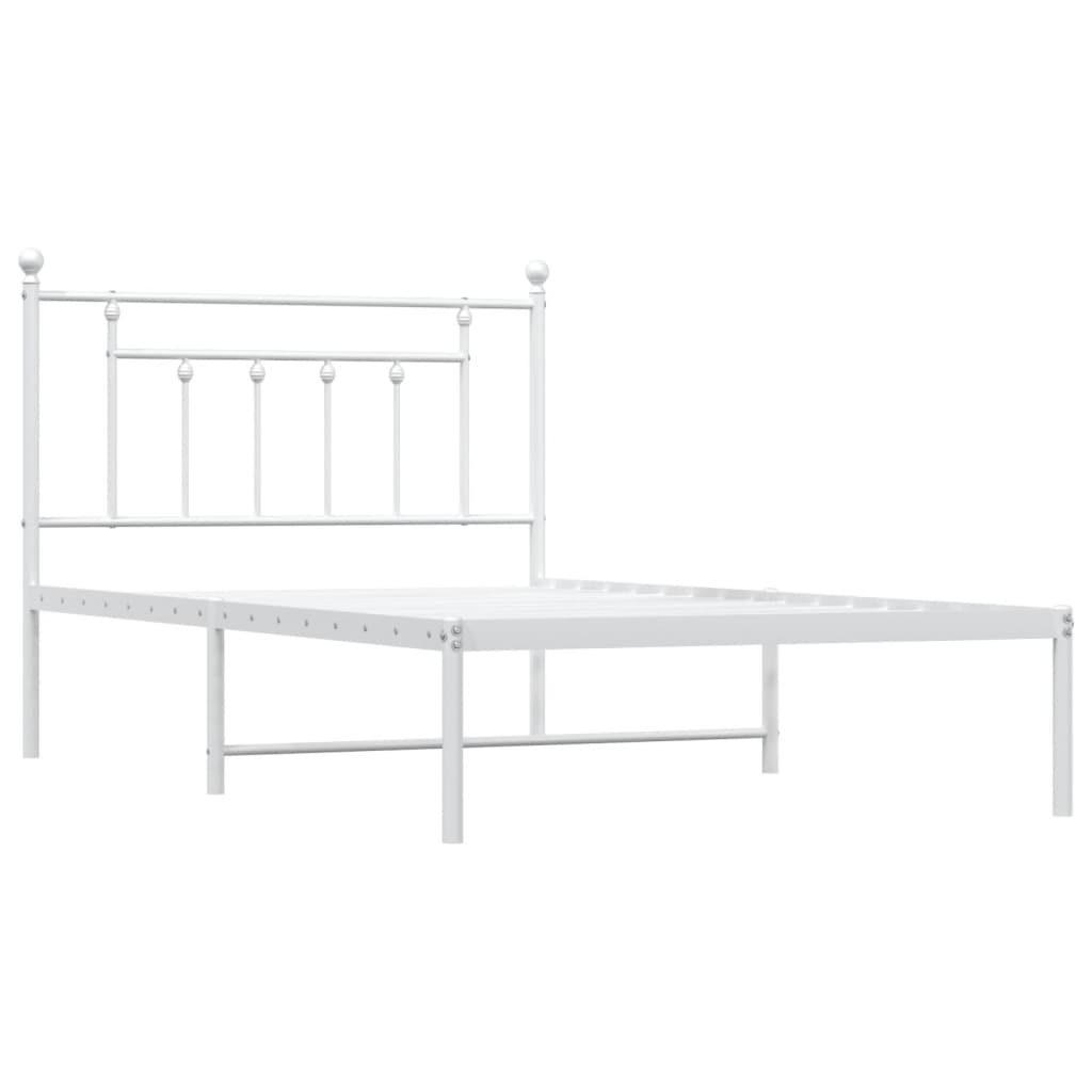 Cadre de lit métal sans matelas et tête de lit blanc 107x203 cm - XIOS