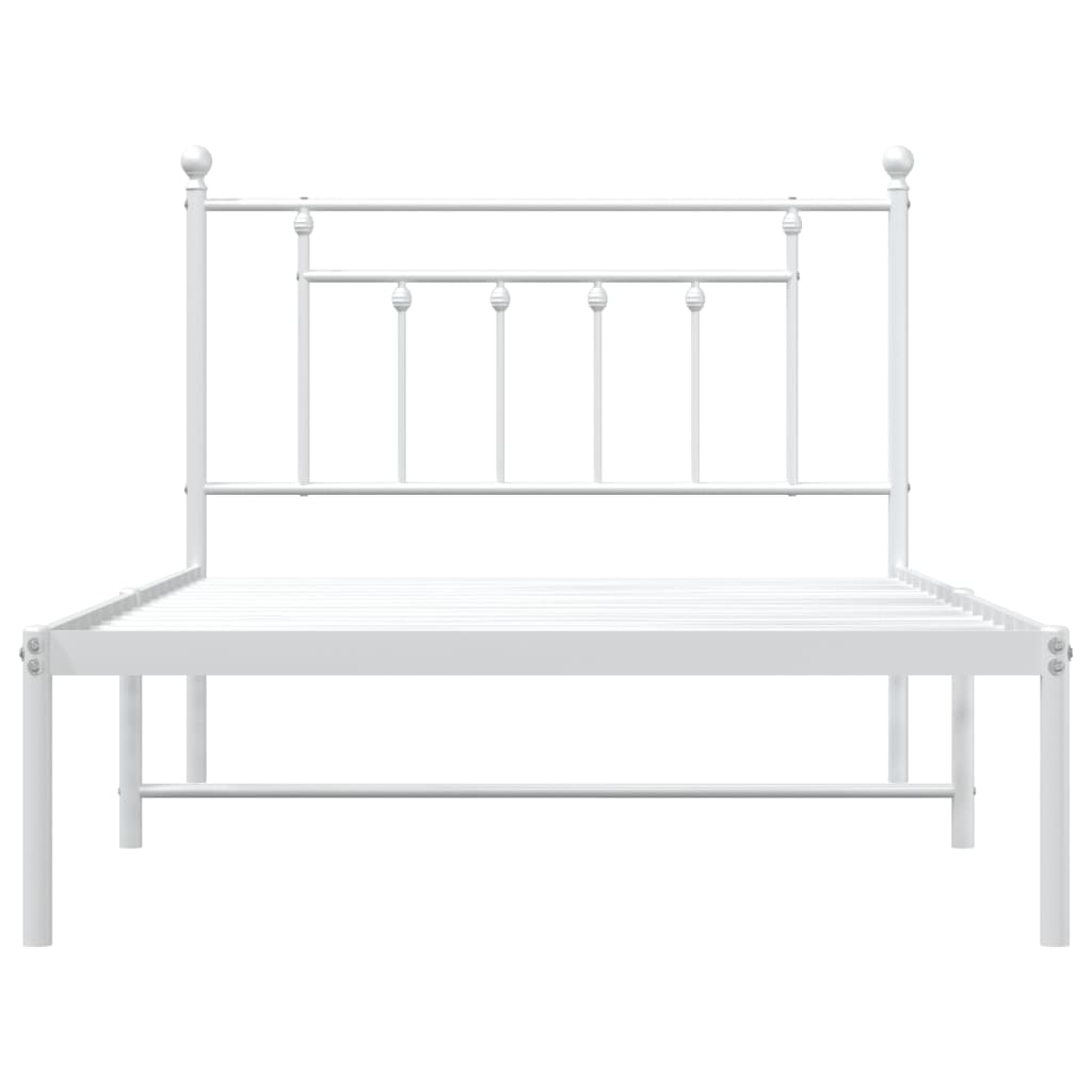 Cadre de lit métal sans matelas et tête de lit blanc 107x203 cm - XIOS