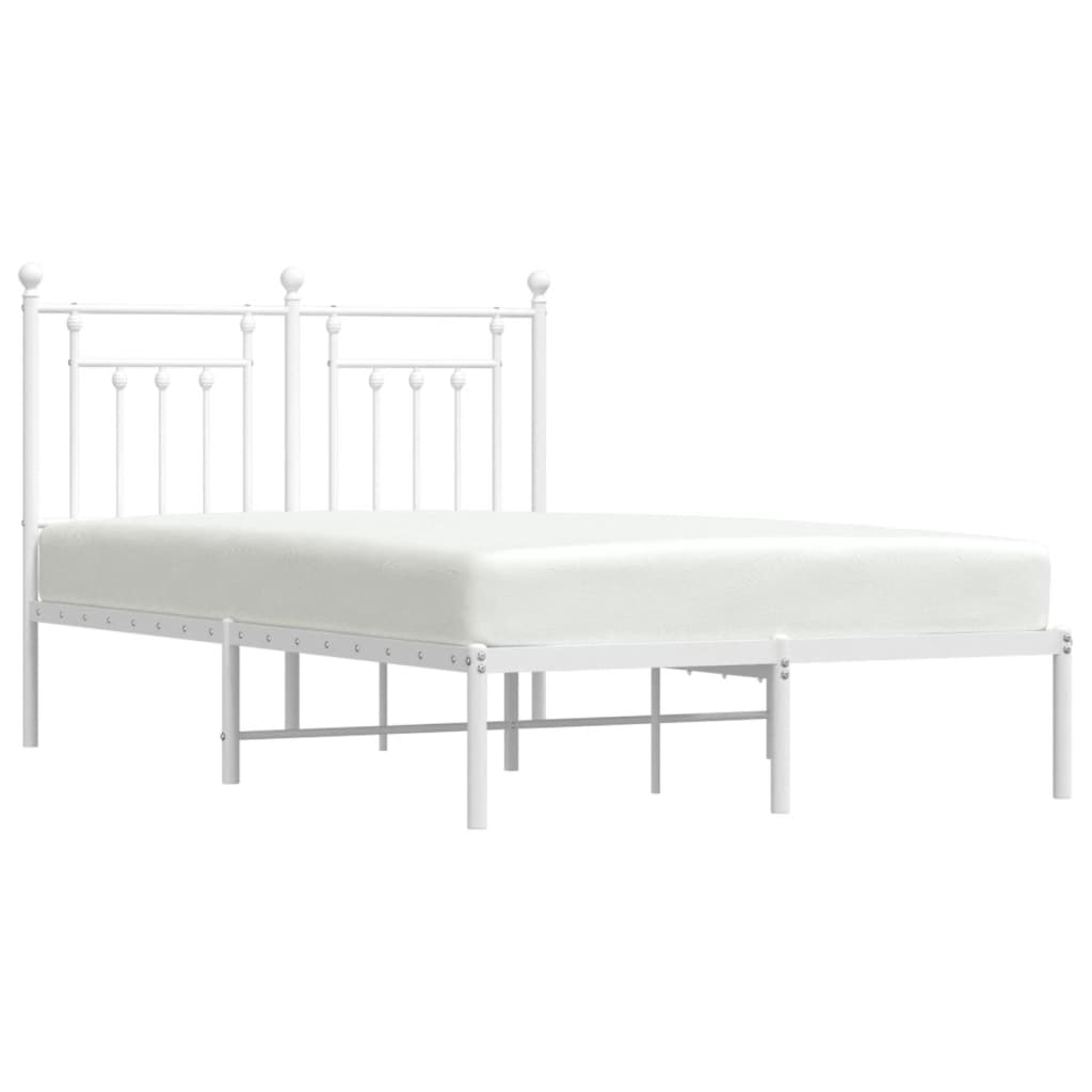 Cadre de lit métal sans matelas et tête de lit blanc 120x190 cm - XIOS