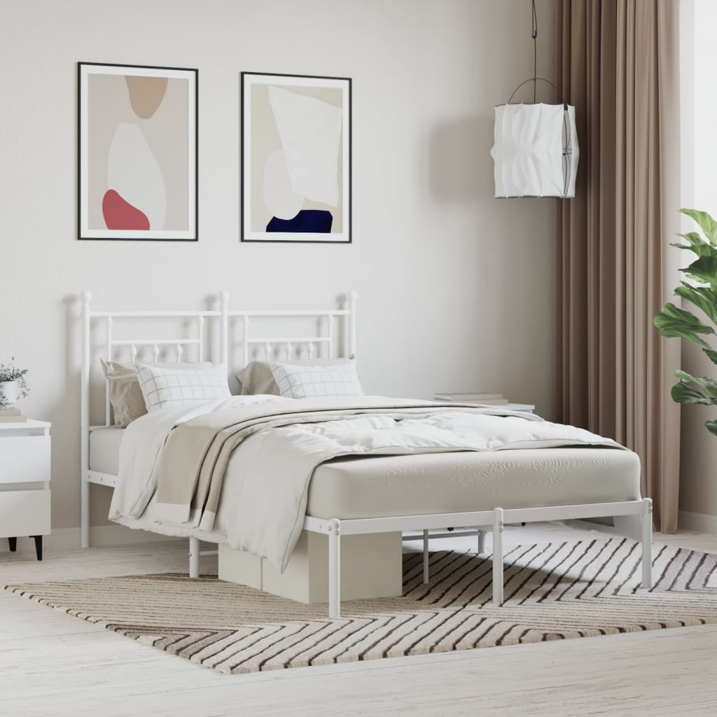 Cadre de lit métal sans matelas et tête de lit blanc 120x190 cm - XIOS